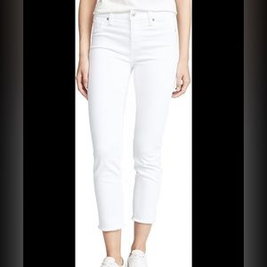 7 For All Mankind High Waist Ankle Skinny WHITE Premium Denim